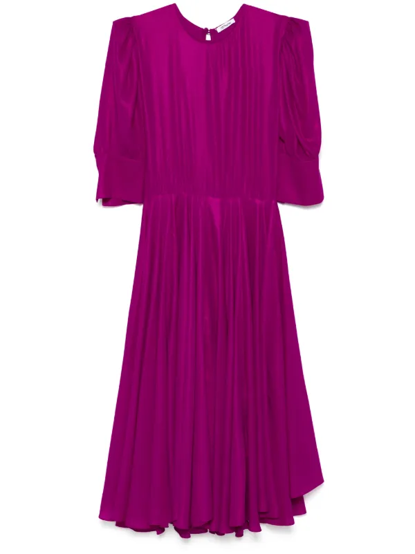 knee length dresses for ladies Mathilde Metallic Pleated Midi Dress in Pink XL / Pink