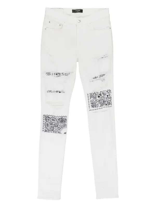 AMIRI Bandana Artpatch Jeans | White | FARFETCH