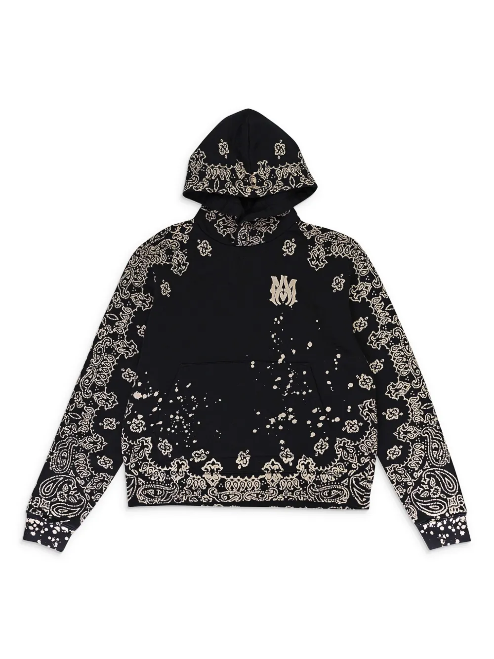 Amiri Logo-embroidered Bandana-print Hoodie In Black