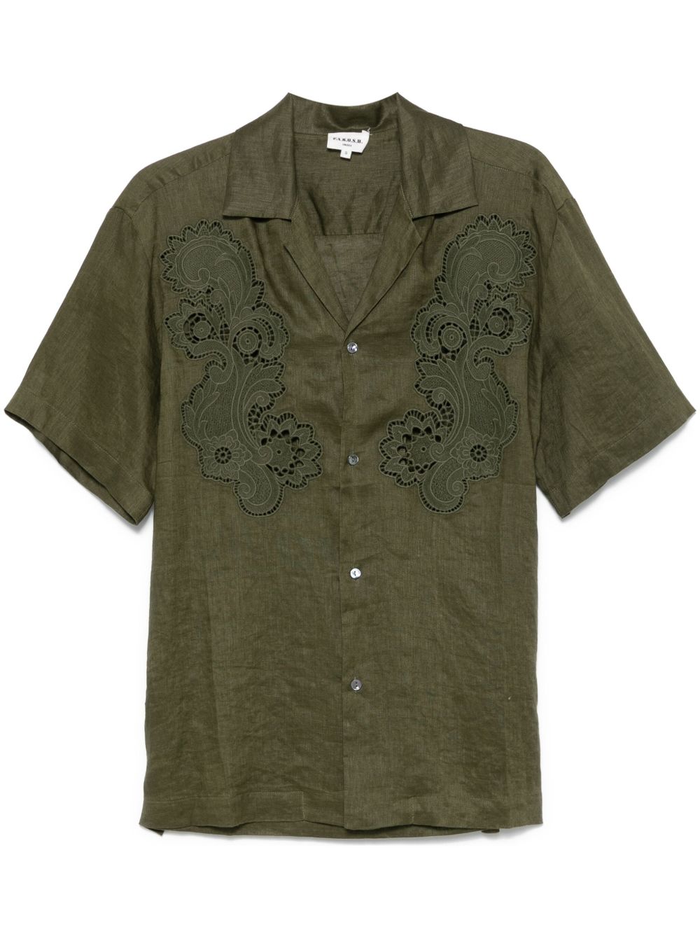 guipure lace-panel shirt