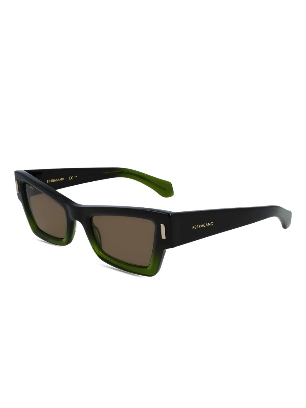 Ferragamo Eyewear スクエアフレーム サングラス - グリーン Ferragamo Eyewear スクエアフレーム サングラス - グリーン