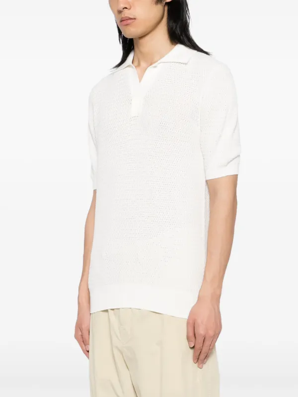 クルチアーニ／鹿の子ポロシャツ／ホワイト／48 ポロシャツ