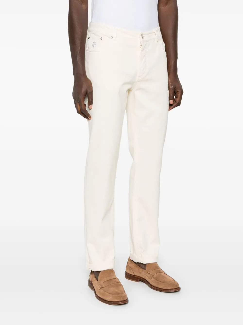 Brunello Cucinelli Jeans met geborduurd logo Wit
