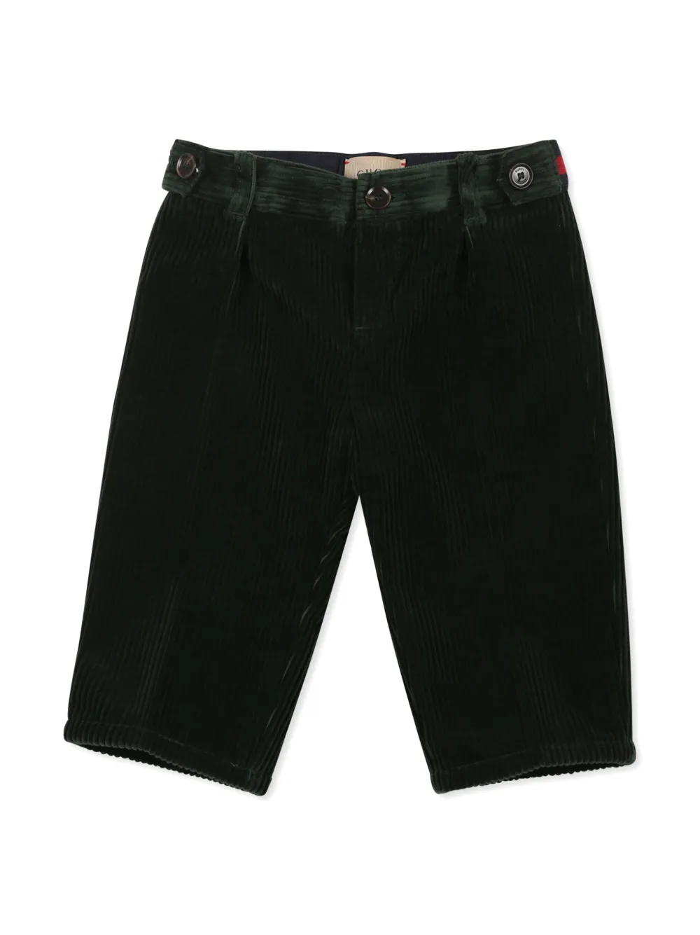 Gucci Kids Ribfluwelen shorts Groen