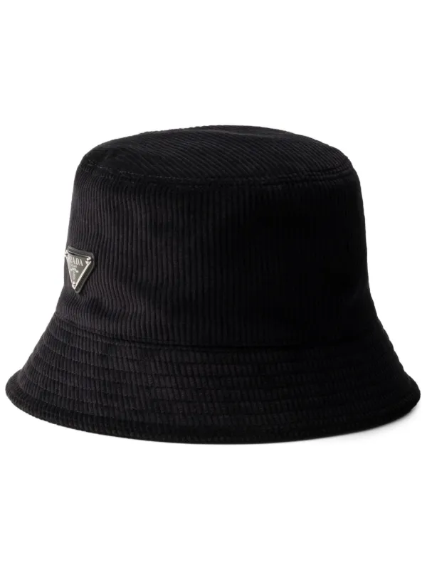 ・PRADA・プラダ・コーデュロイ・バケットハット・ブラック・ Prada コーデュロイ バケットハット | ブラック | FARFETCH JP
