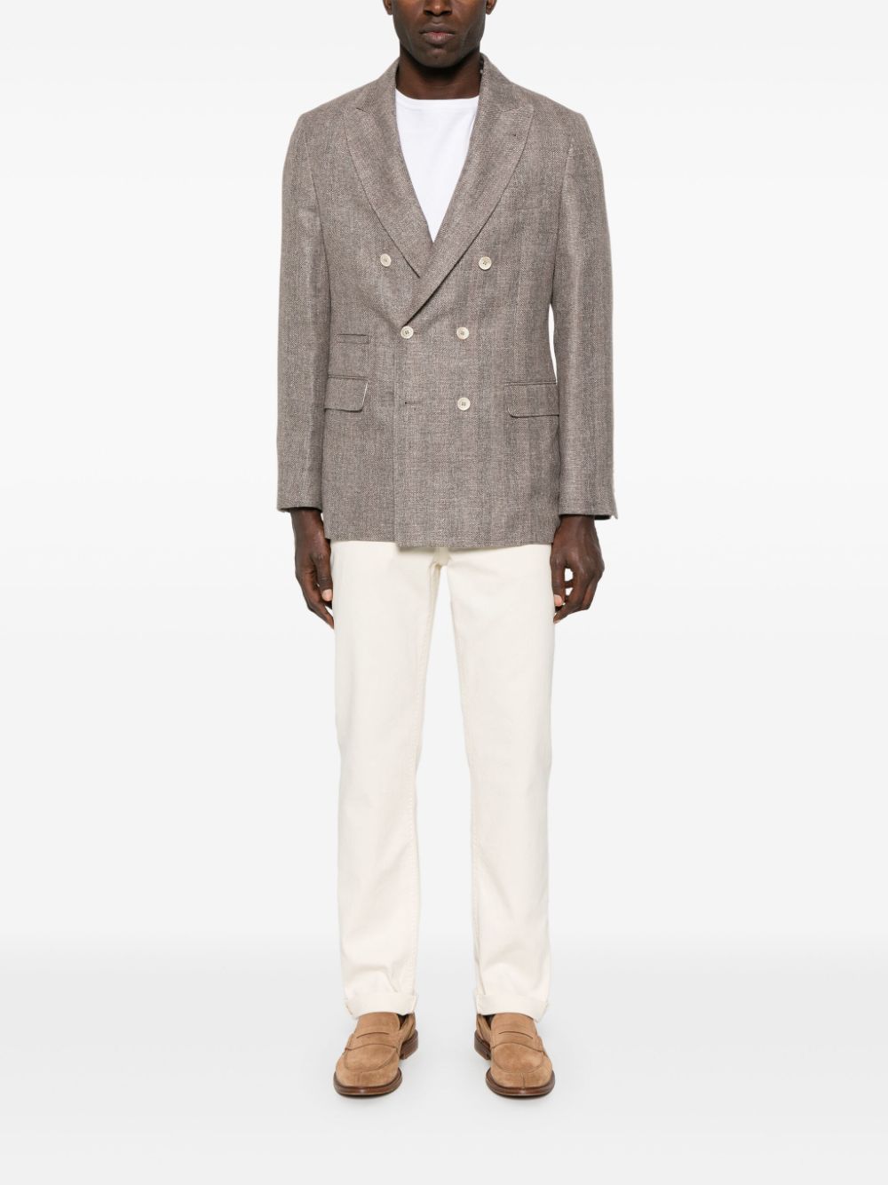 Brunello Cucinelli Blazer met dubbele rij knopen - Bruin