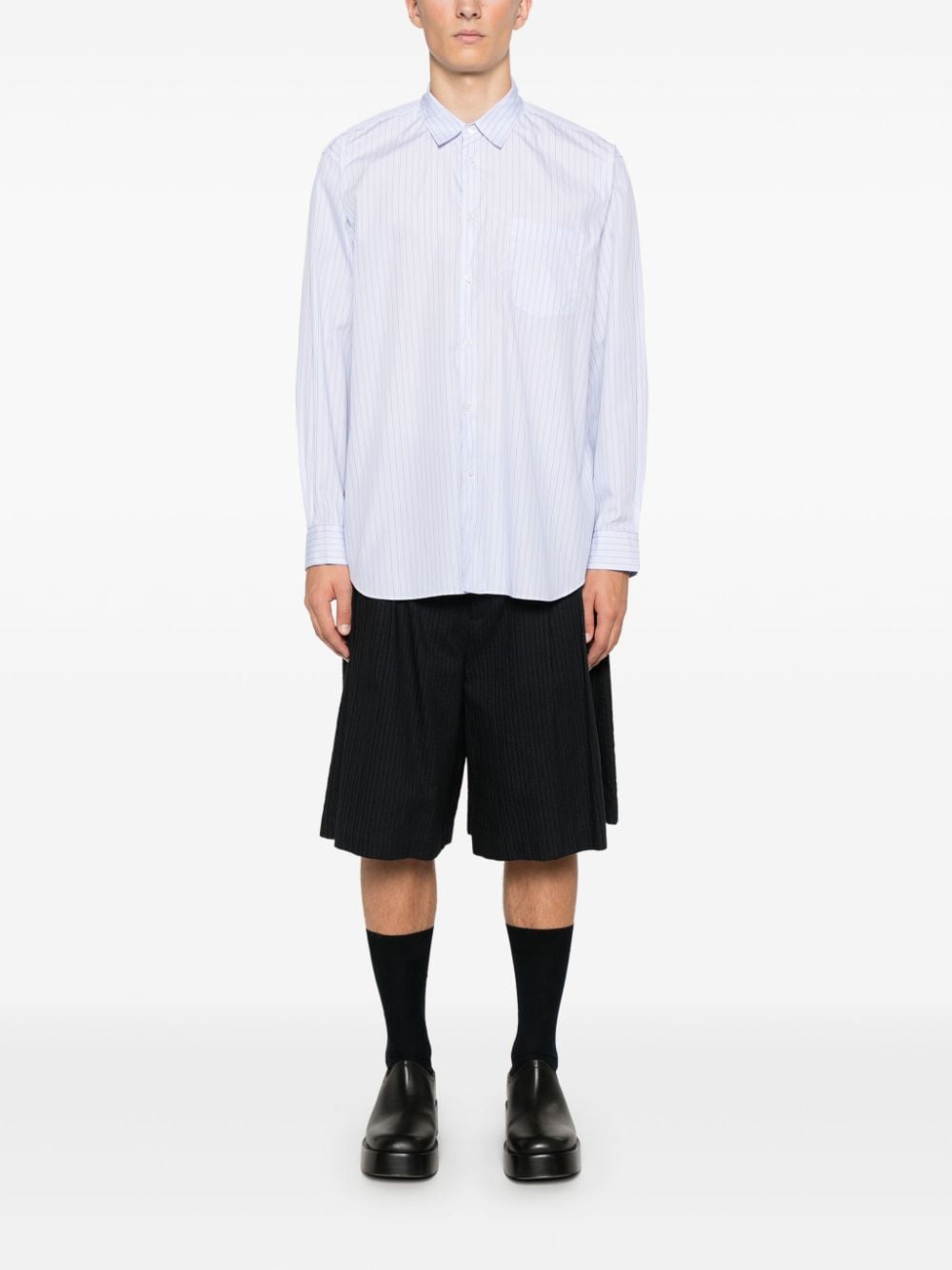 Shop Comme Des Garçons Shirt Striped Shirt In Blue