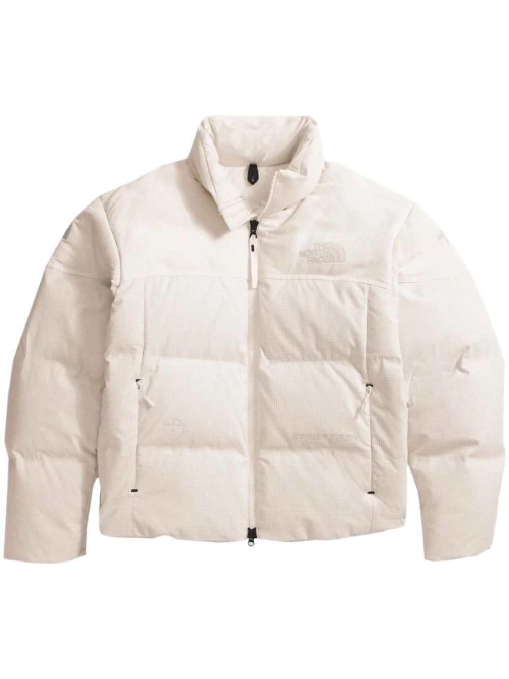 The North Face logo-embroidered padded jacket - White