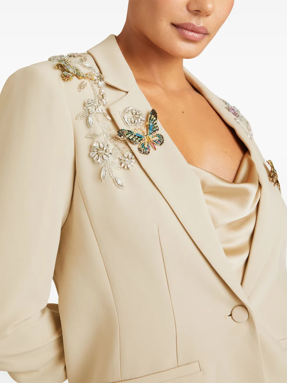 Cinq À Sept Embroidered Blazer In Neutral