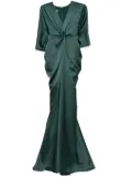 Amsale fluid draped-sleeve dress - Green