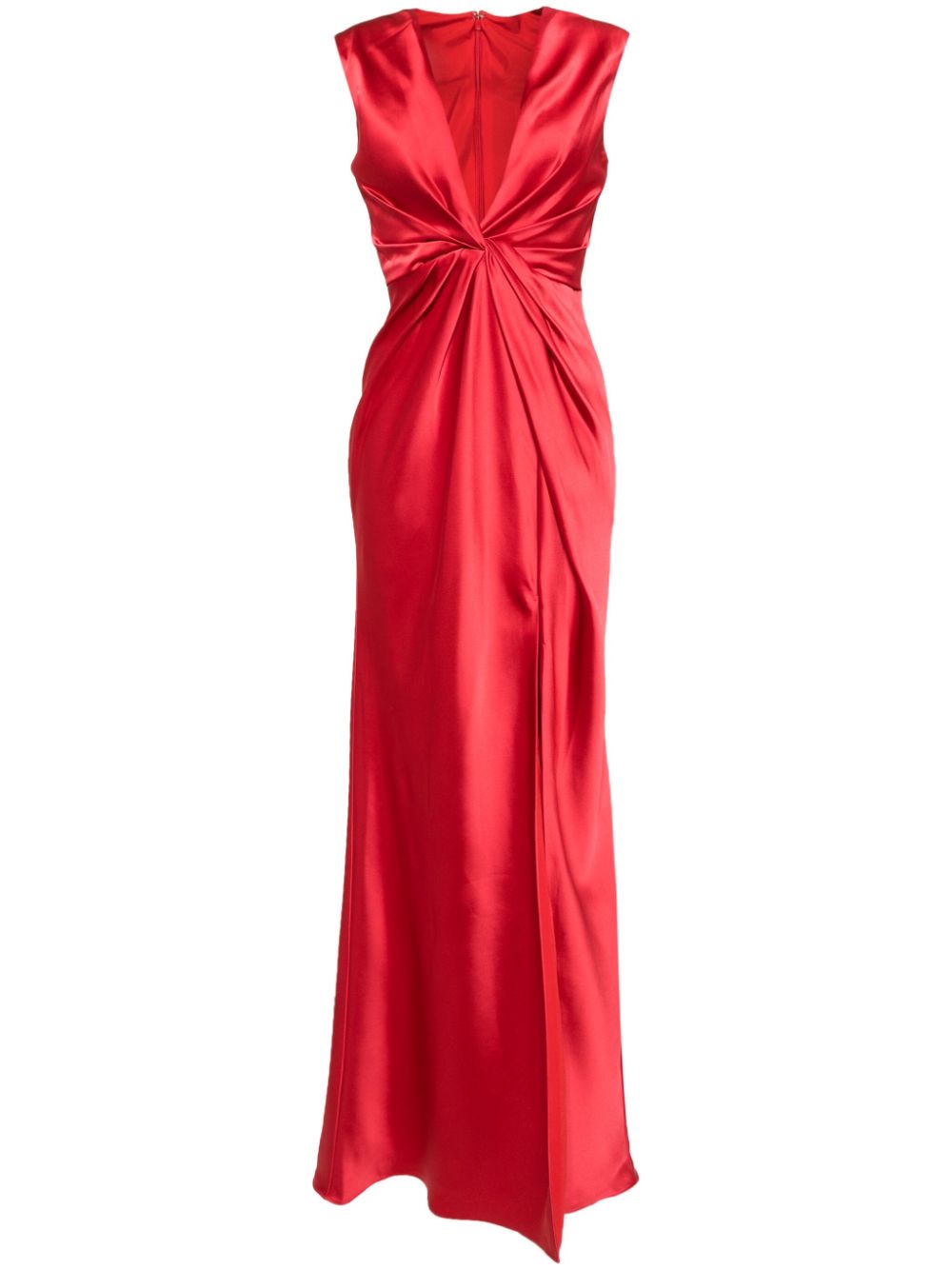 Amsale fluid twisted draped dress - Red