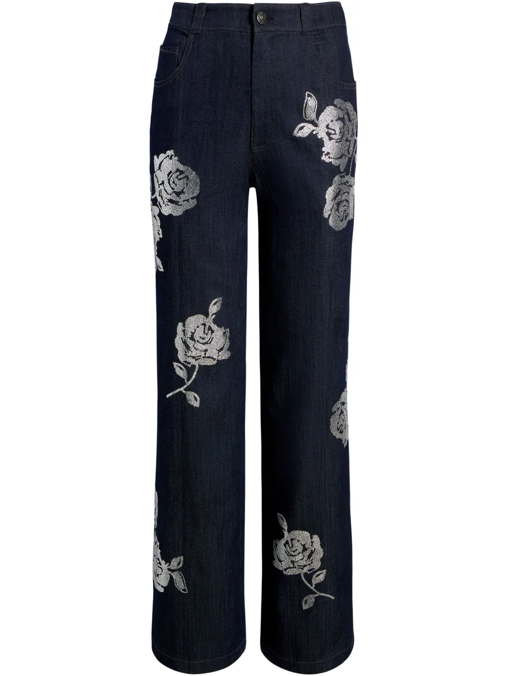 Cinq A Sept Jeans met geborduurde bloemen Blauw