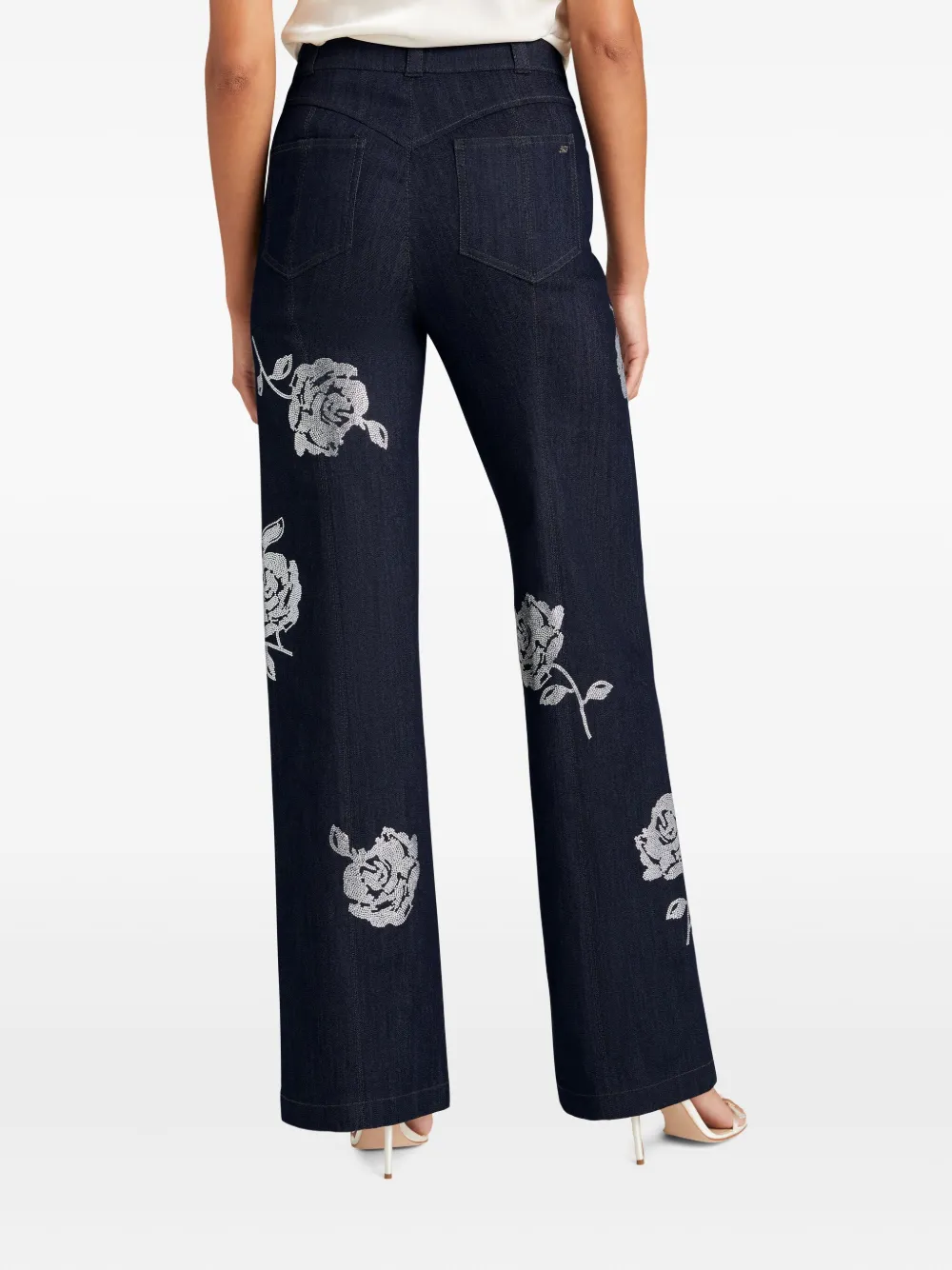 Cinq A Sept Jeans met geborduurde bloemen Blauw