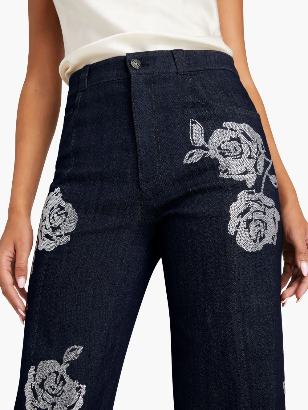 Cinq A Sept Jeans met geborduurde bloemen Blauw