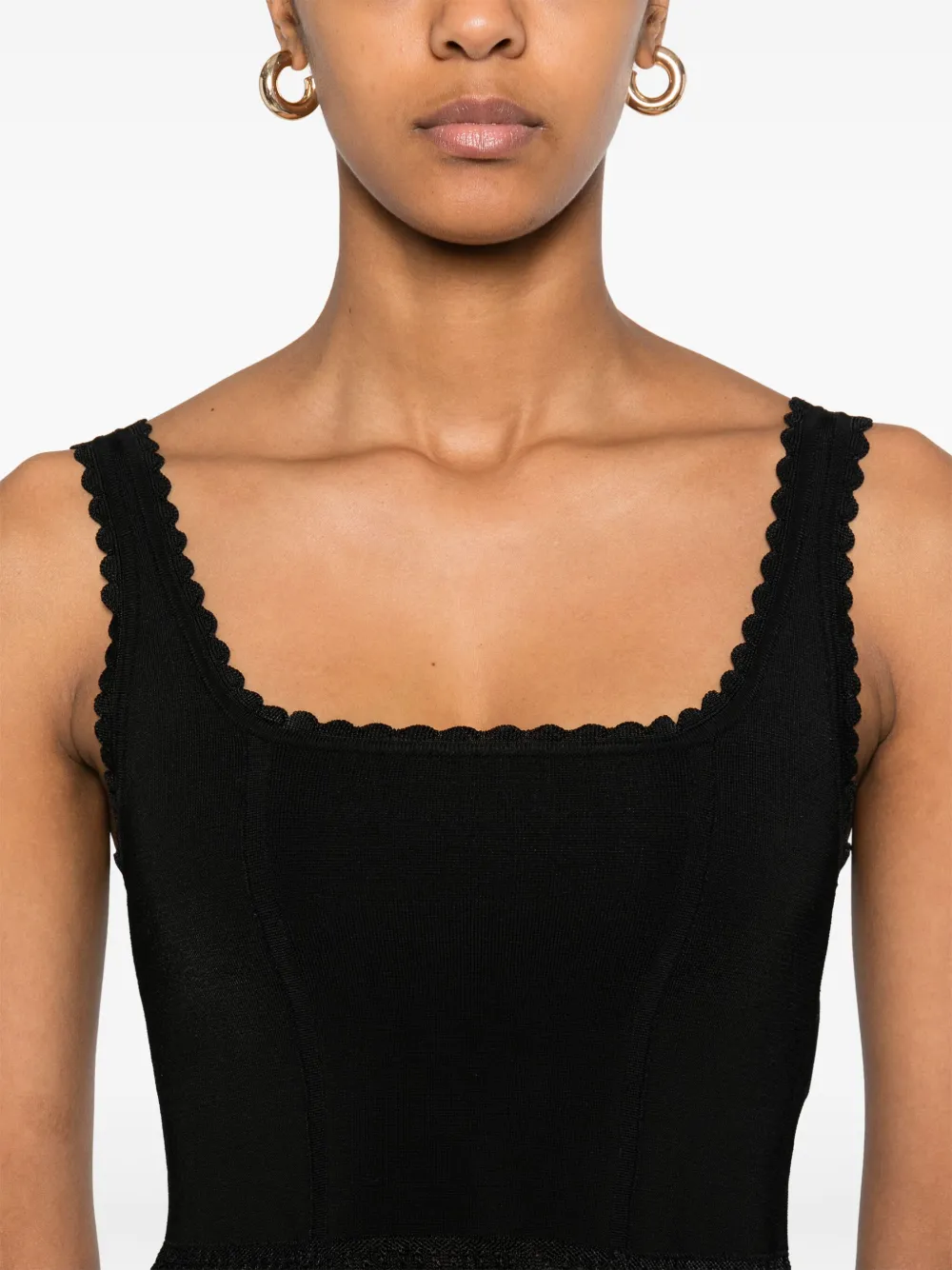 Shop Sandro Scalloped Tank Top In Black