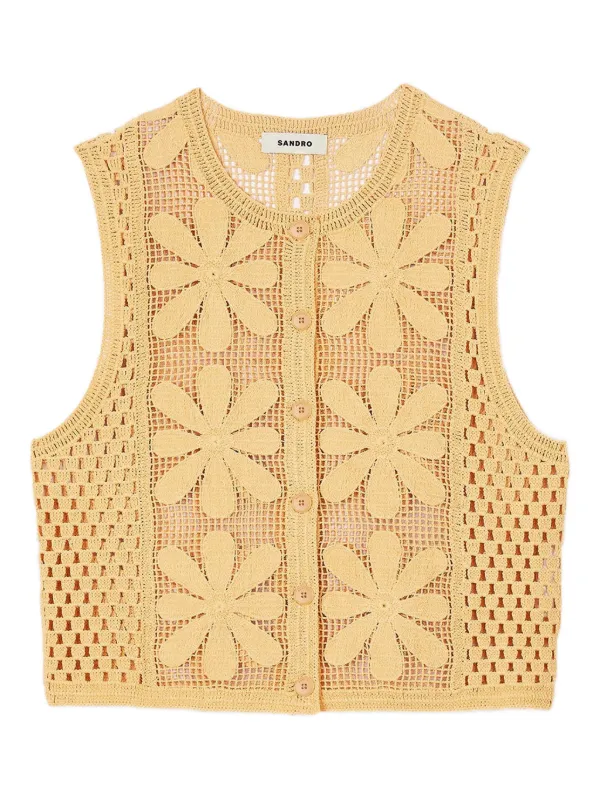 SANDRO Crochet Top | Yellow | FARFETCH AE