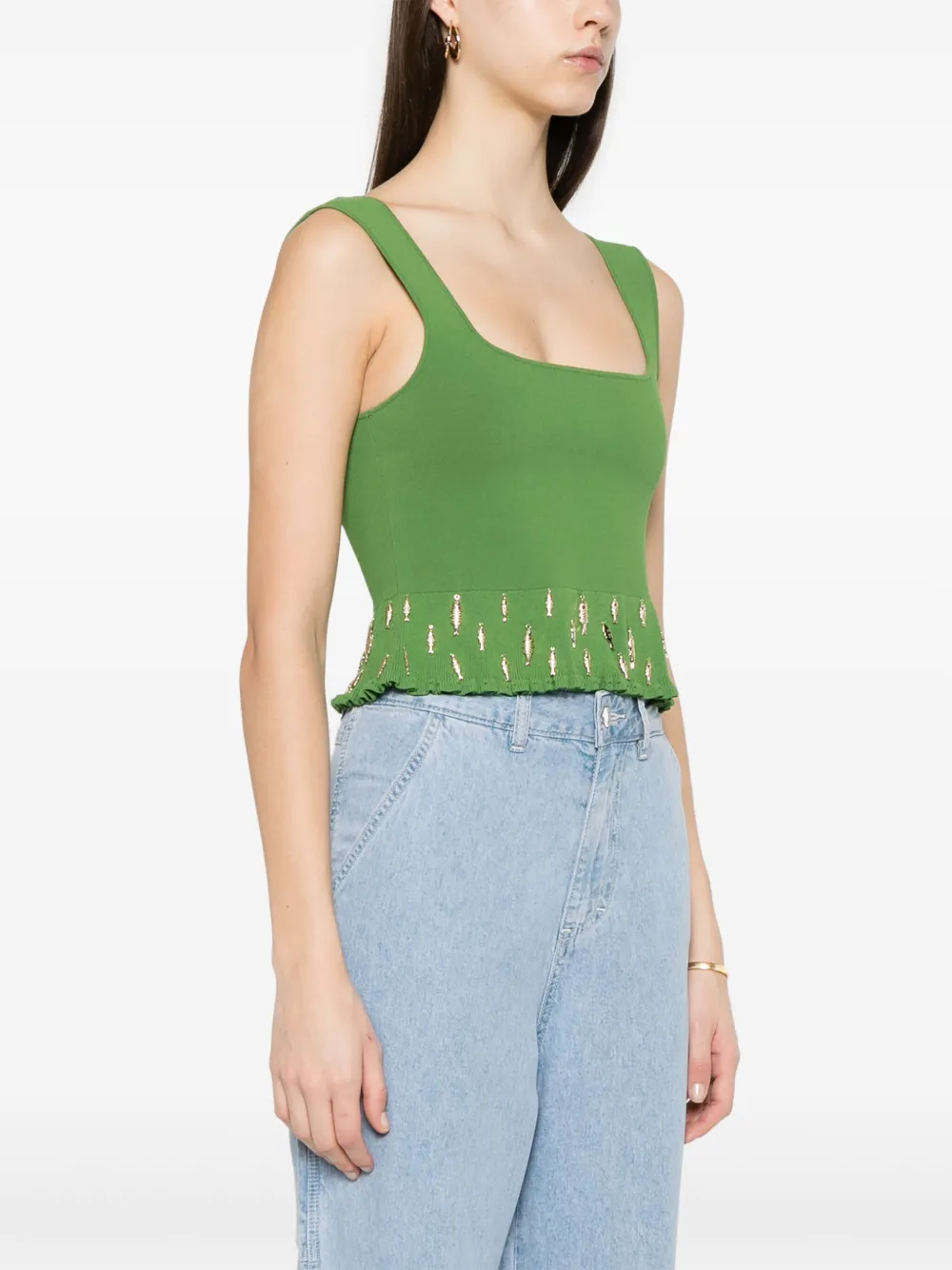 SANDRO Top verfraaid met hangers Groen