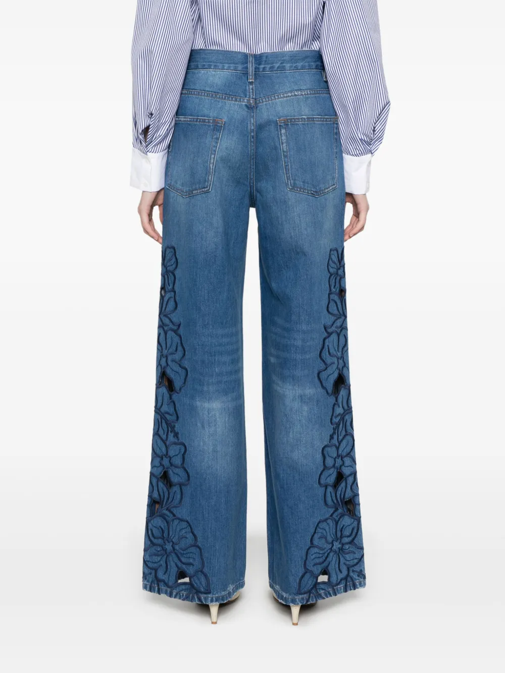 SANDRO Jeans met geborduurde bloemen Blauw