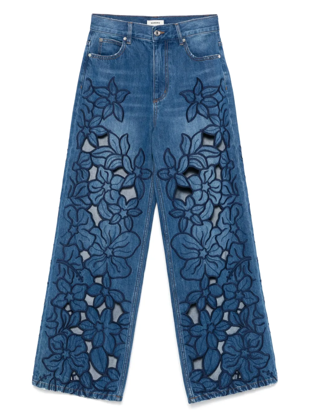 SANDRO floral-embroidery jeans | Blue | Image 1