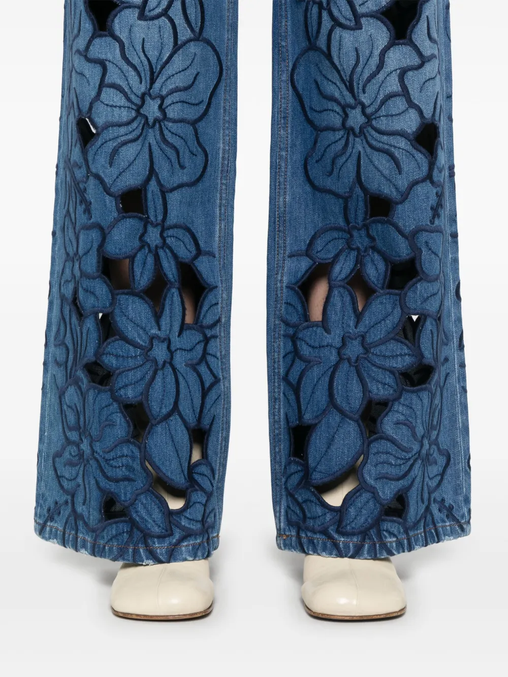 SANDRO Jeans met geborduurde bloemen Blauw