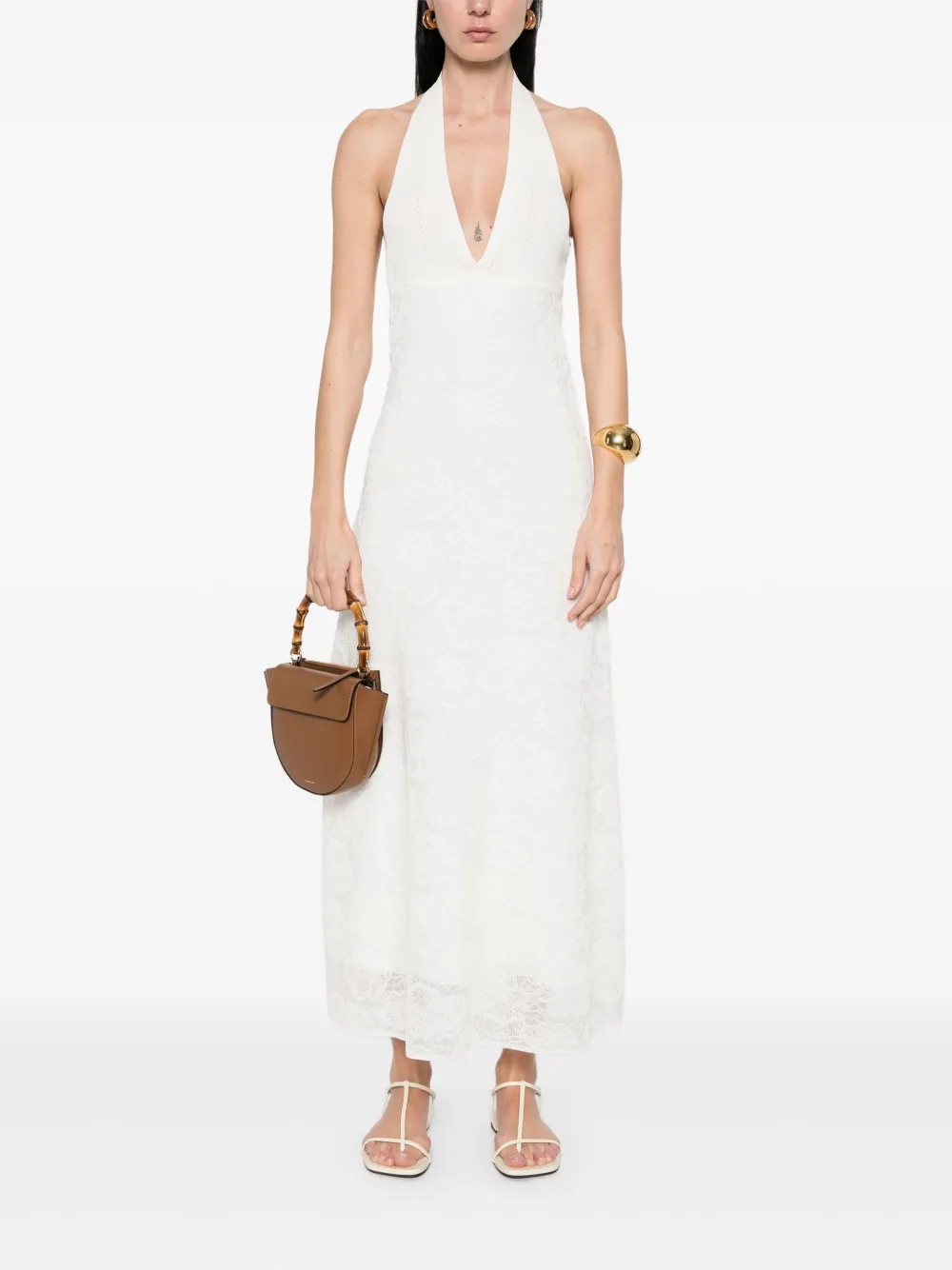SANDRO Maxi-jurk met halternek - Wit