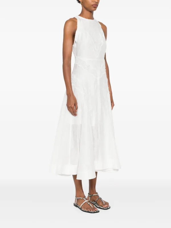SANDRO lace-detail Midi Dress White FARFETCH JO