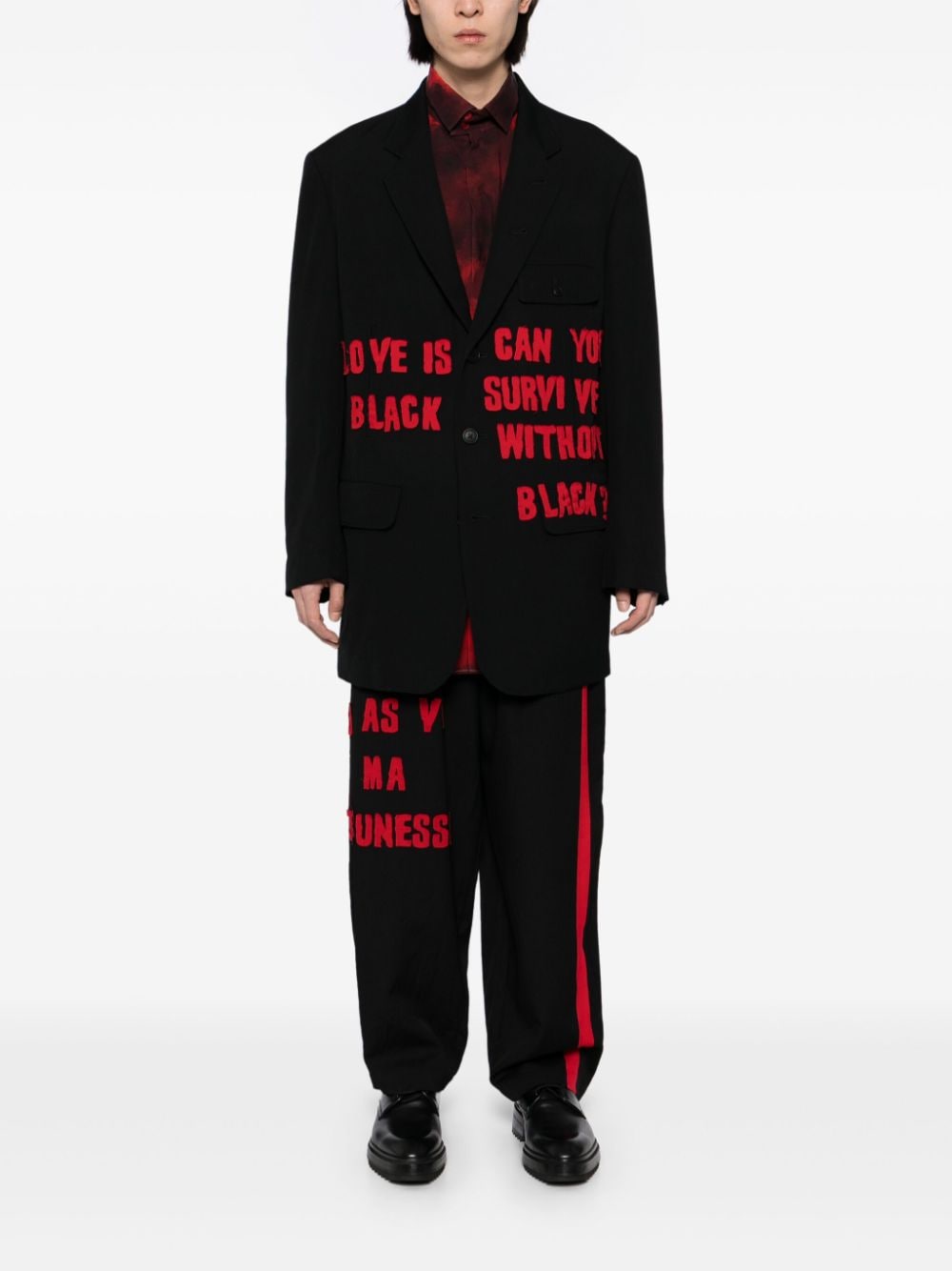 Yohji Yamamoto Broek met patchwork - Zwart