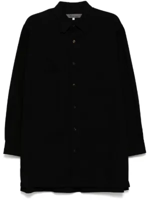 Yohji Yamamoto Asymmetric Cotton Shirt | Black | FARFETCH