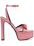 Versace 140mm Gianni Ribbon satin sandals - Pink