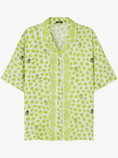 Versace camisa de seda Strawberry Garden
