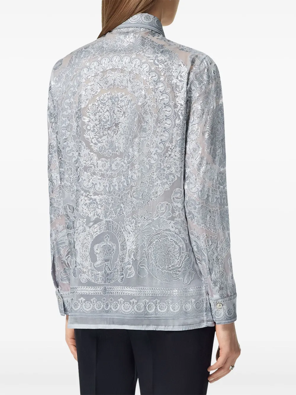 Versace Barocco Hemd Mit Motiv In Grau