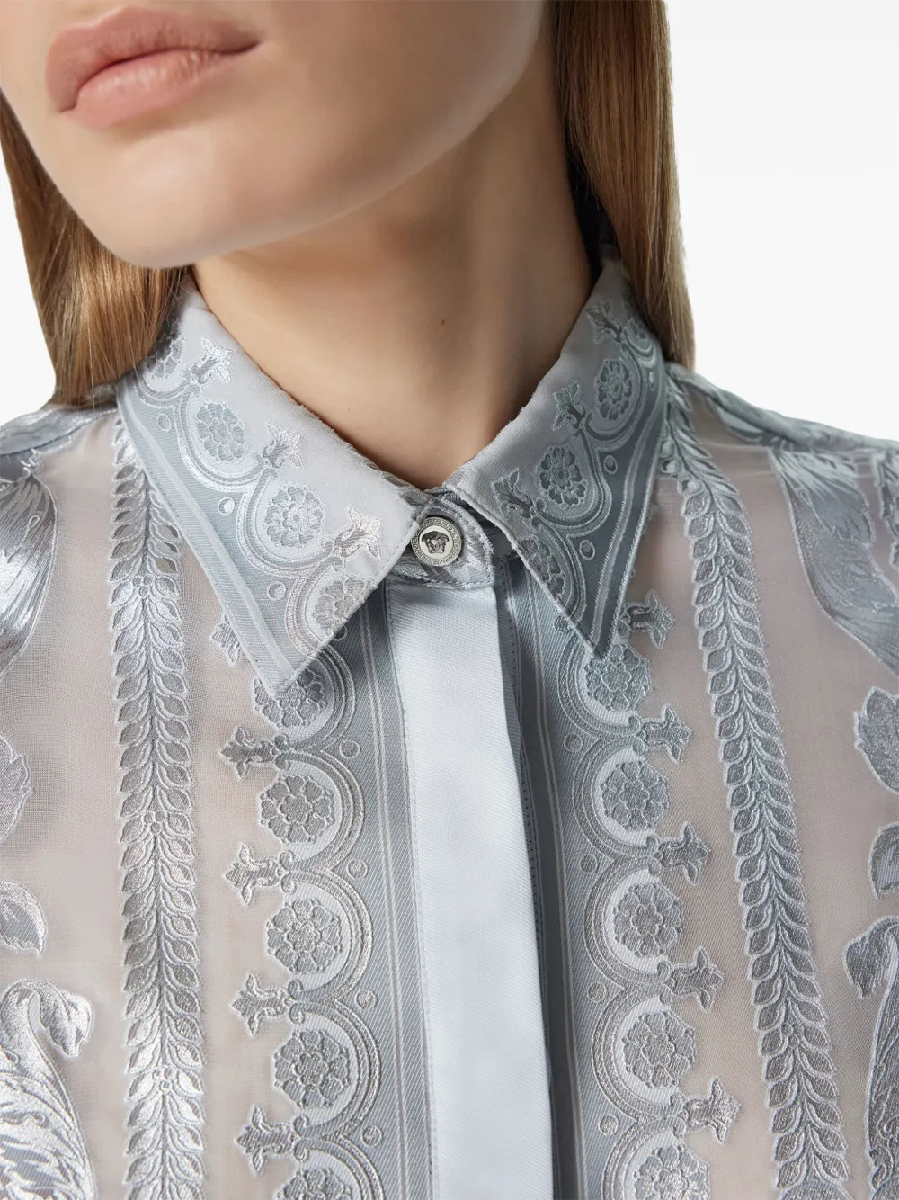 Versace Barocco Hemd Mit Motiv In Grau