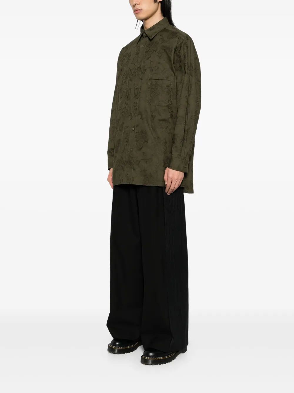 Yohji Yamamoto Overhemd met bloemenprint Groen