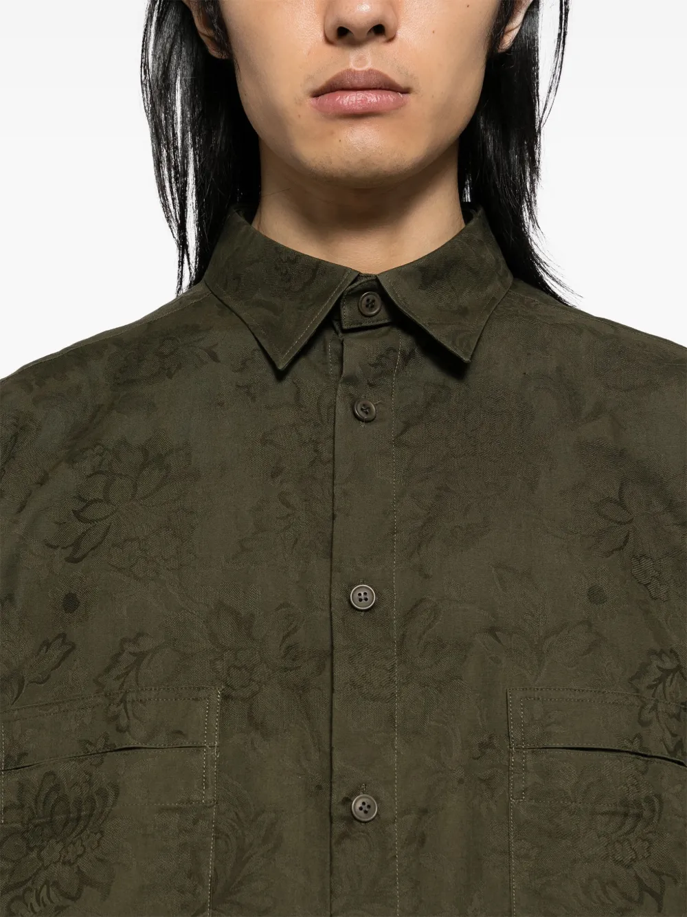 Yohji Yamamoto Overhemd met bloemenprint Groen