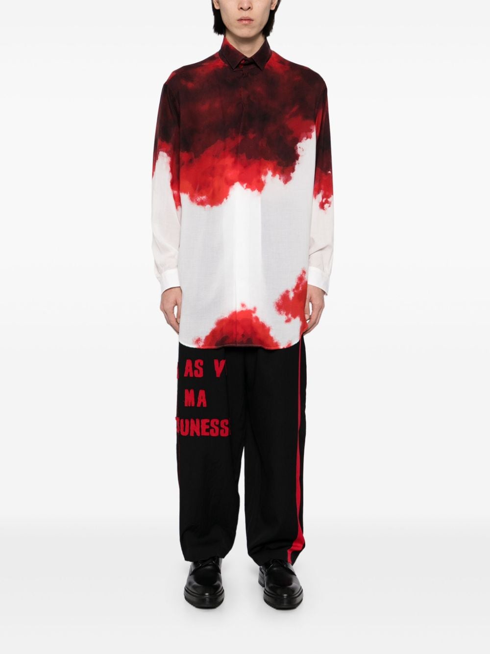 Yohji Yamamoto Overhemd met grafische print - Rood