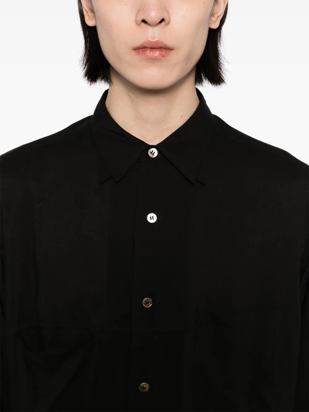 Shop Yohji Yamamoto Double Collar Shirt In Black
