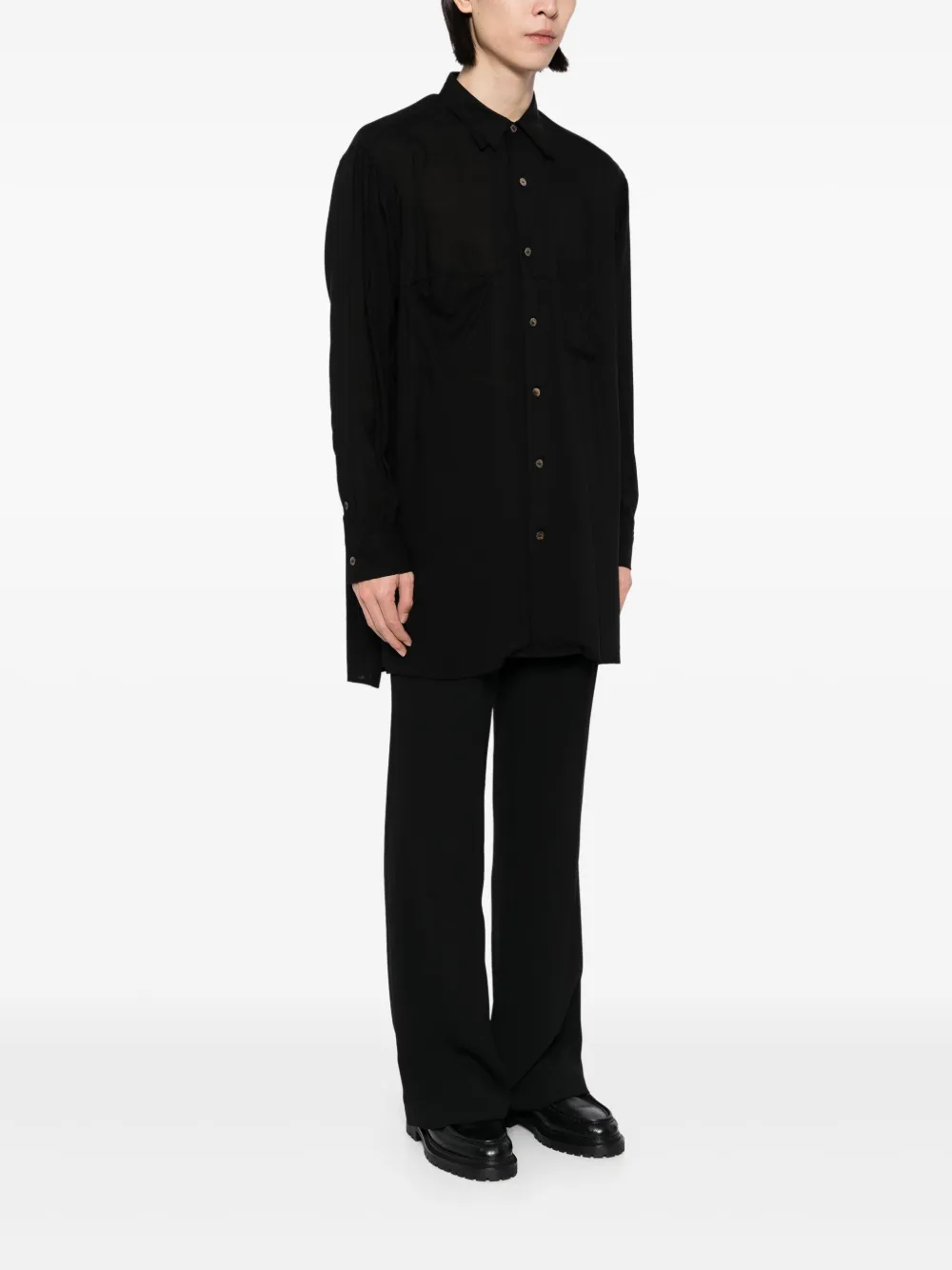 Shop Yohji Yamamoto Double Collar Shirt In Black