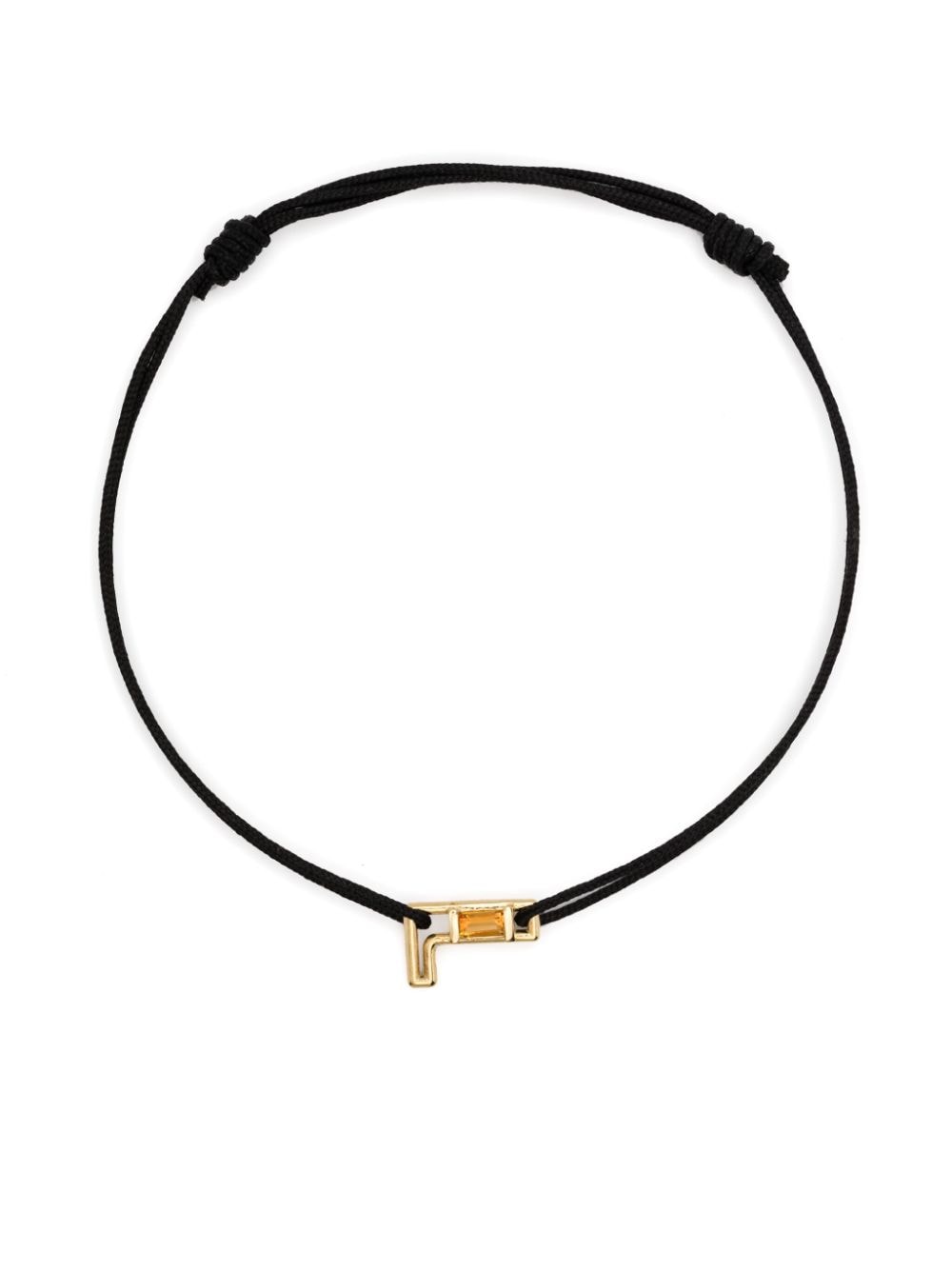 Aliita 9k Yellow Gold Letra L Citrine Bracelet In Black