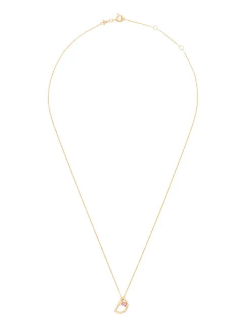 Aliita 9K yellow gold Letra D pink tourmaline necklace
