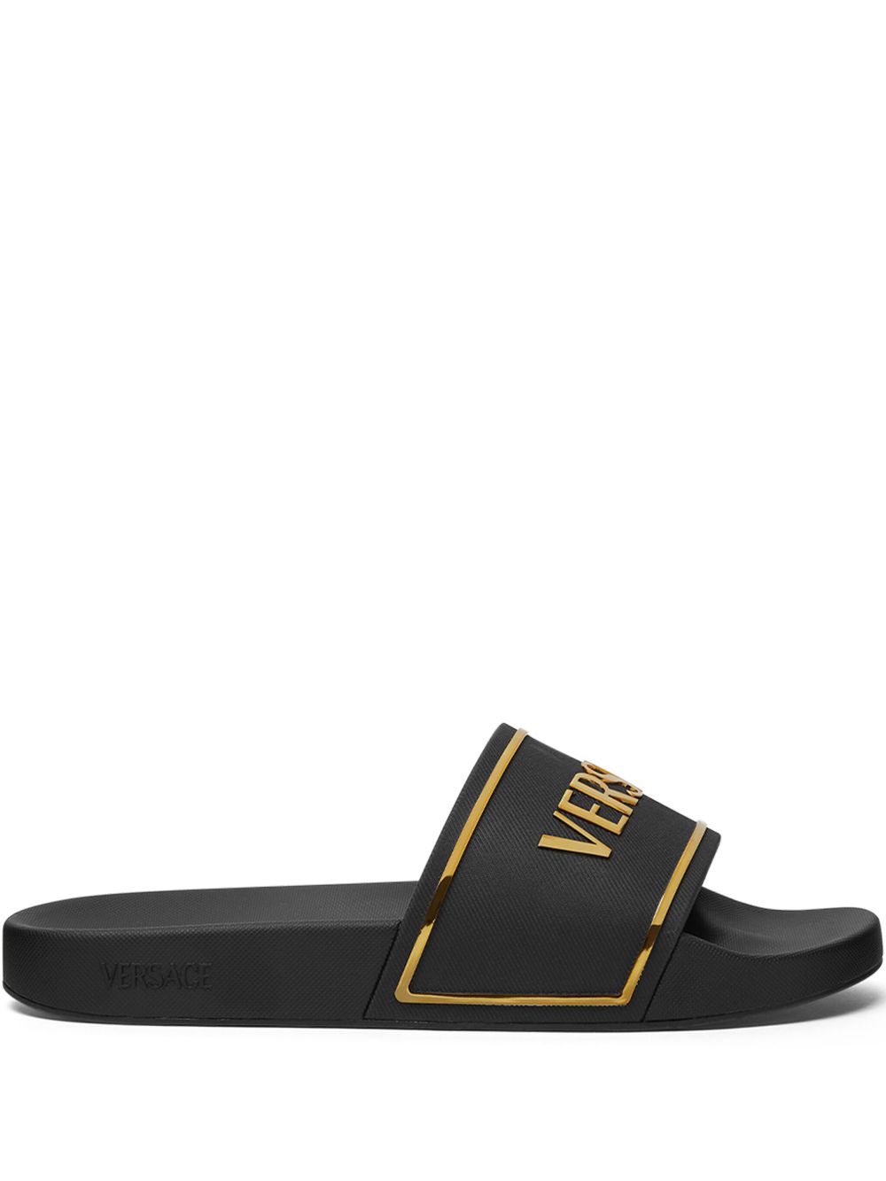 Versace Slippers met logo Zwart