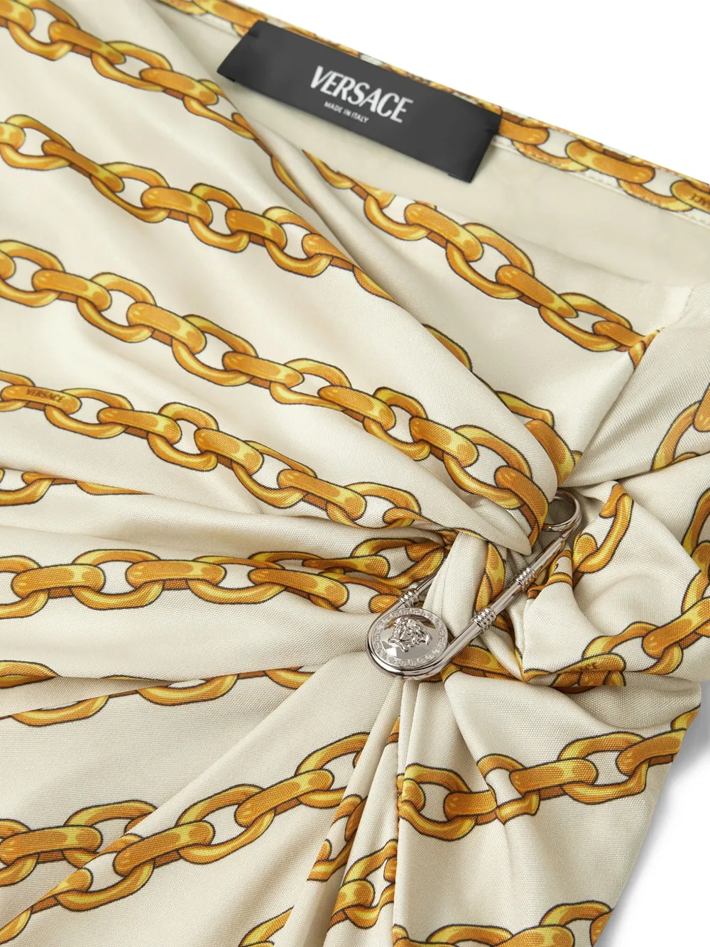 Versace Gedrapeerde rok met broche detail Goud