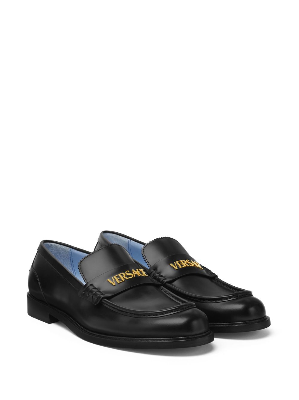 Versace Leren loafers - Zwart