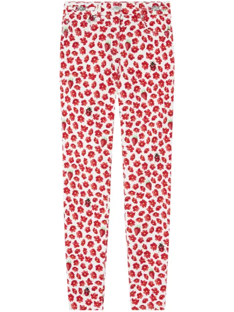 Versace Strawberry Garden Medusa '95 skinny jeans