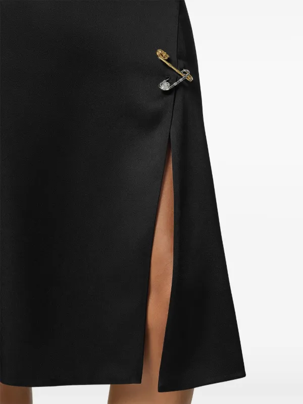 Versace セーフティピン サテンスカート | ブラック | FARFETCH JP
