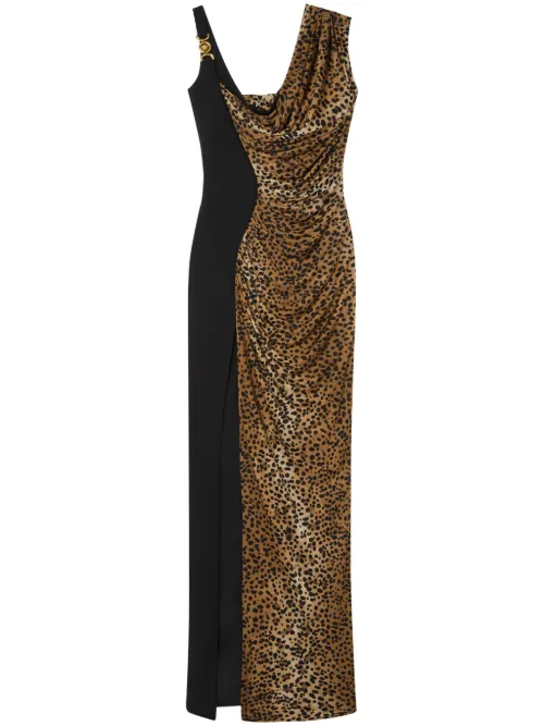 Robe longue drapée Medusa '95 à imprimé léopard - Versace - Modalova