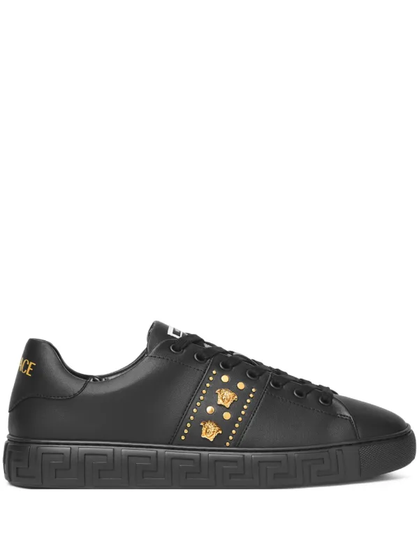 Versace Greca Studded Sneakers | Black | FARFETCH