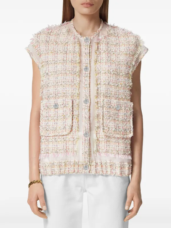 【送料&関税込】Versace Button-up Tweed Gilet Versace Tweed Vest | Pink | FARFETCH