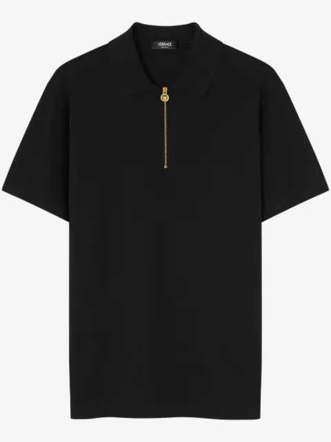 Versace embroidered cotton-piqué half-zip polo