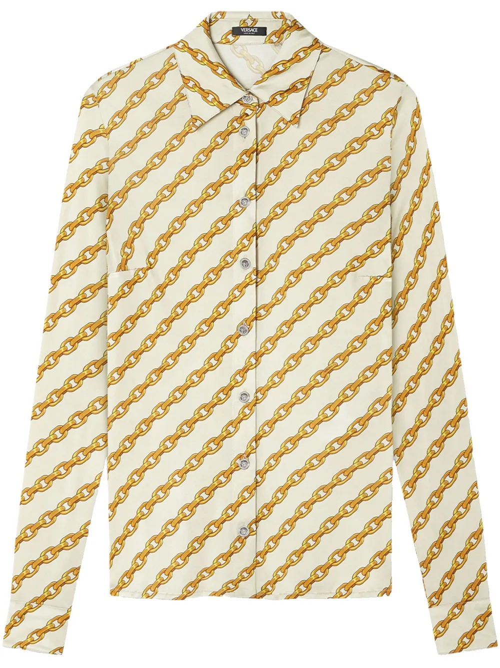 Versace Blouse met Chain Stripes-print Goud