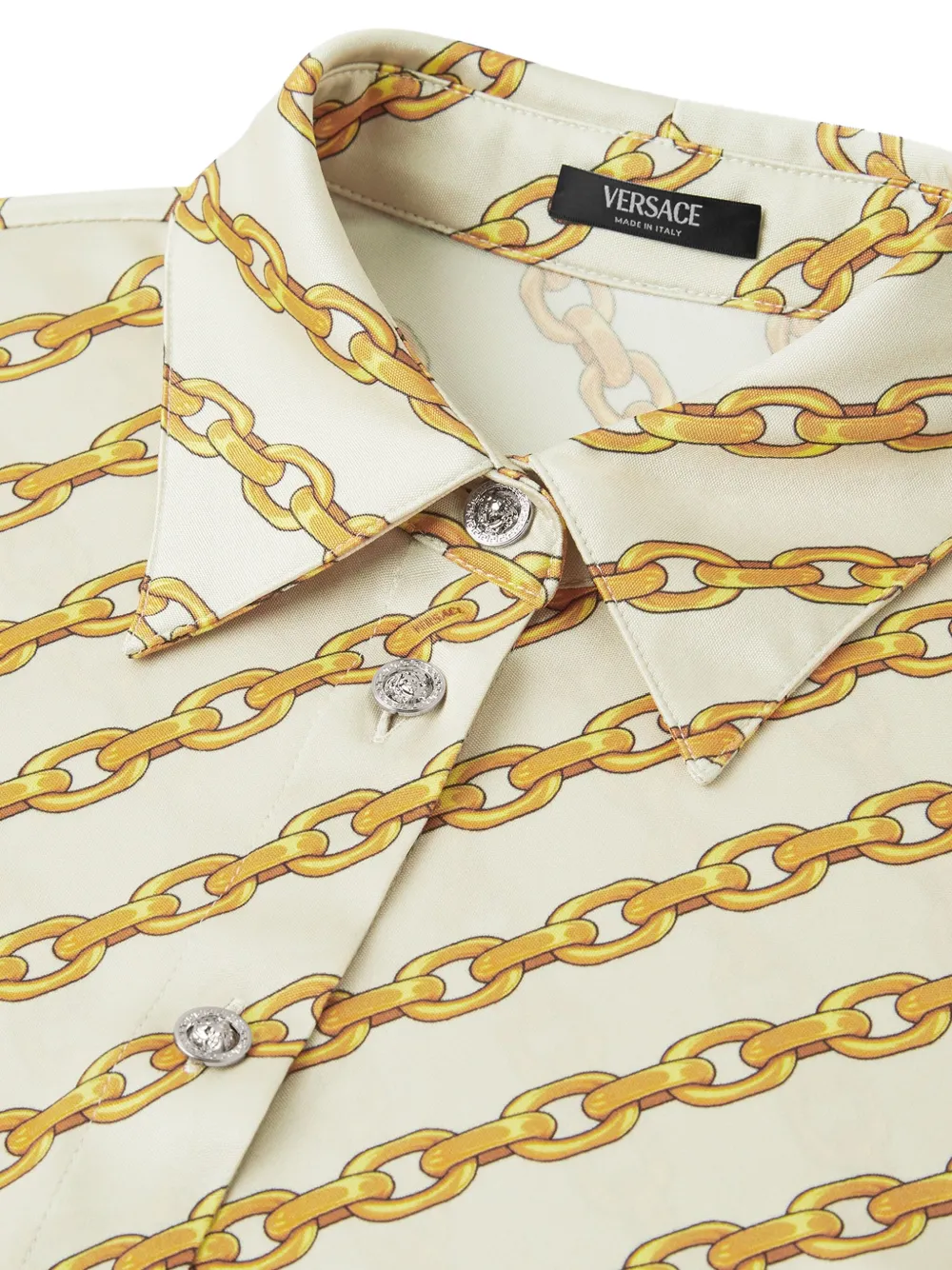 Versace Blouse met Chain Stripes-print Goud